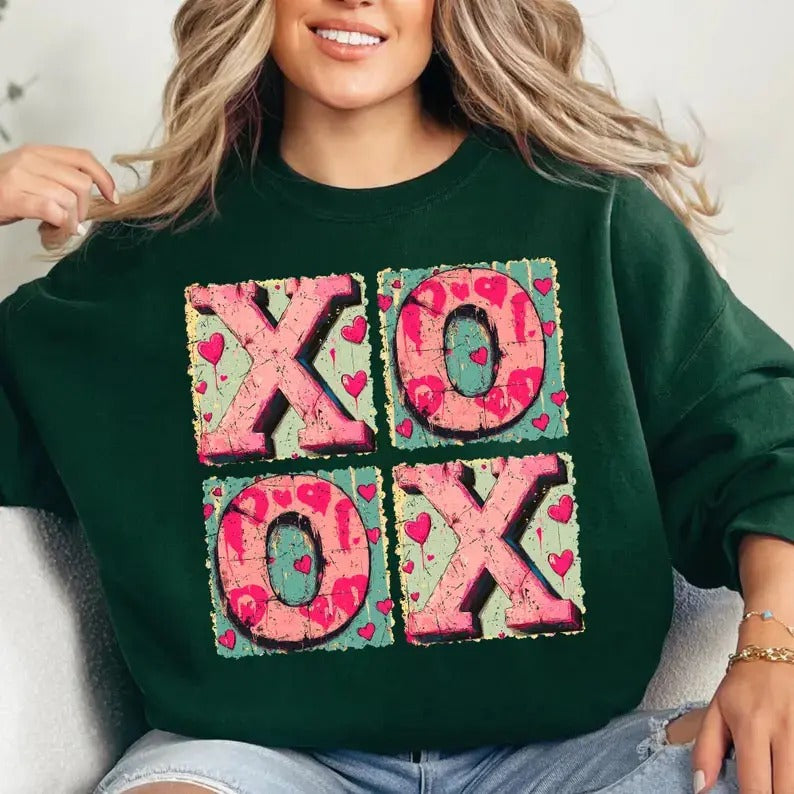 XOXO Valentine Shirt, Valentine T-shirt, Valentines Day Tee, Valentines Day Gift, Heart xoxo Shirt Hoodie, Sweatshirt