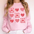 XOXO, Valentine's Day, Checkered, Retro, Love, Hearts Sweatshirt, Crew Neck, Women's, Crewneck, Valentine's Day, Love,...
