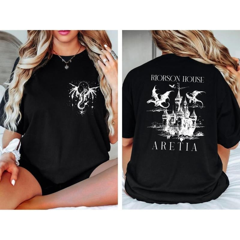 Xaden Riorson House Shirt, Fourth Wing Aretia Tee, Basgiath War College Dragon Rider, Iron Flame Rebecca Yarros Readers...