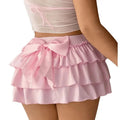 Y2K Bow Kont Elastic Waist Layered Ruffle Hem Mini Skirts T-Shirts, Hoodie, Sweatshirt | GrindPrints.com