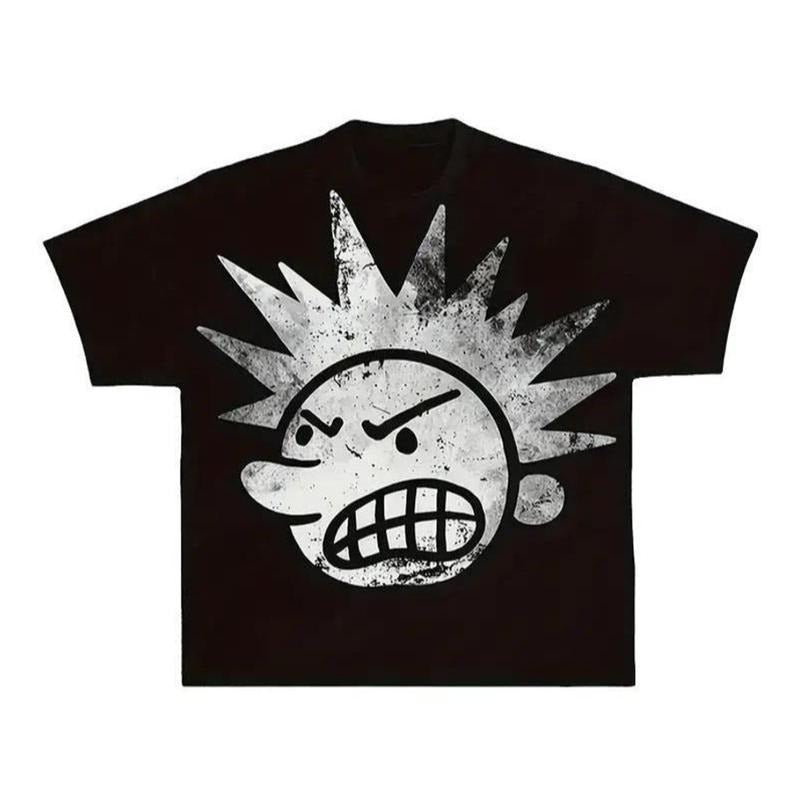 Y2K Funny Face T-Shirt Graphic Streetwear Clothing Unisex Trend Oversized Womenswear Hoodie, Sweatshirt | GrindPrints.com
