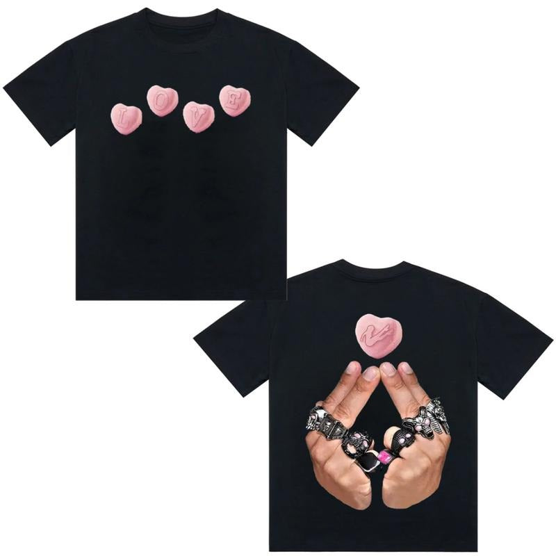 Y2K Hand Sign Love Tshirt Graphic Tee Cotton Unisex Top Streetwear Hoodie, Sweatshirt | GrindPrints.com