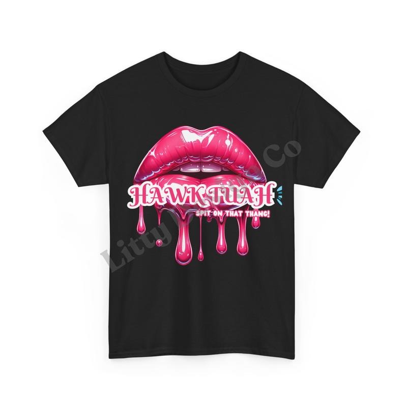 Y2K Hawk Tuah Spit on that Thang Tee, Funny Graphic Printed Tee, Pink Girly Y2K Clothing Sets Streetwear Hoodie, Sweatshirt