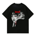 Y2K Horror Aesthetic T-Shirt - Dark Gothic Multi-Face Psychedelic Tee, Retro Pixel Dream Tee