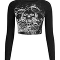 Y2K Shirt Gothic Long Sleeve Crop Tops Graphic Tees Skull Floral Print T Shirtsstyle{n002}2 Hoodie, Sweatshirt