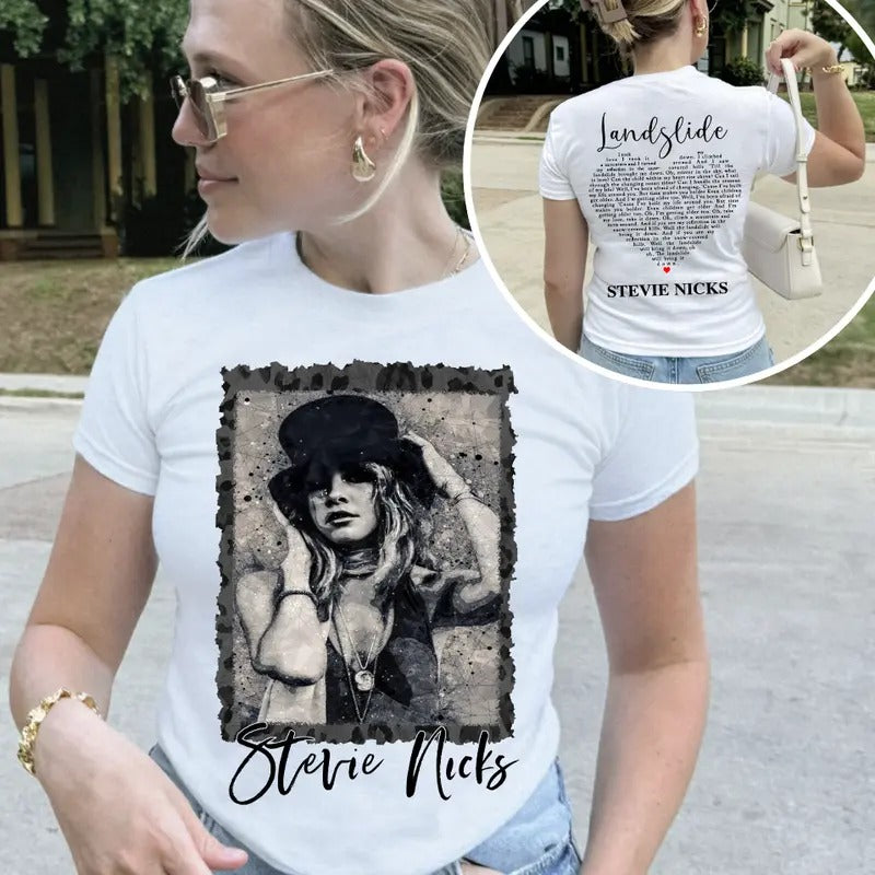 Vintage Stevie Nicks Landslide 2 Sides Baby Tee, Stevie Nicks Ladies Cropped Printed Clothing, Cute Y2K Baby Tee, Gift...