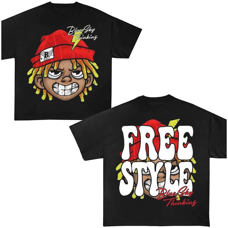 Y2k Clothing Big Face Free Style Graphic Tees Oversized Top Shirt Streetwear Hoodie, Sweatshirt | GrindPrints.com