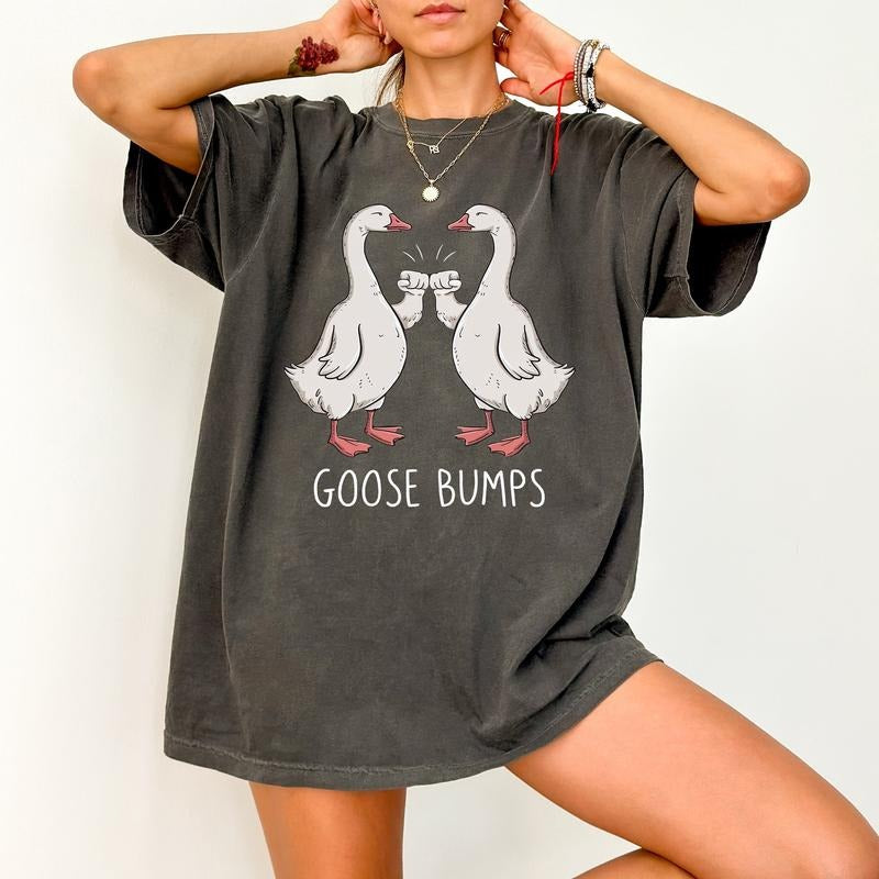Y2k Goose Bumps Shirt, Funny Goose Shirt, Silly Goose Shirt, Funny Goose Outfit, Goose Lover Tee, Viral Tee Top...