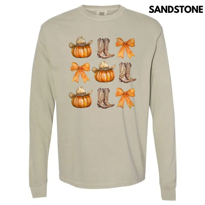 YEEHAW Pumpkin Collage Long Sleeve Comfort Colors T-Shirt 'NLB' Hoodie, Sweatshirt | GrindPrints.com