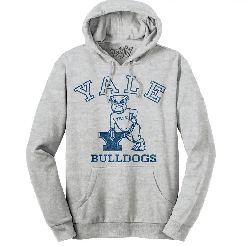 Yale Bulldog Pullover Hooded Sweatshirt - Gray T-Shirts, Hoodie | GrindPrints.com