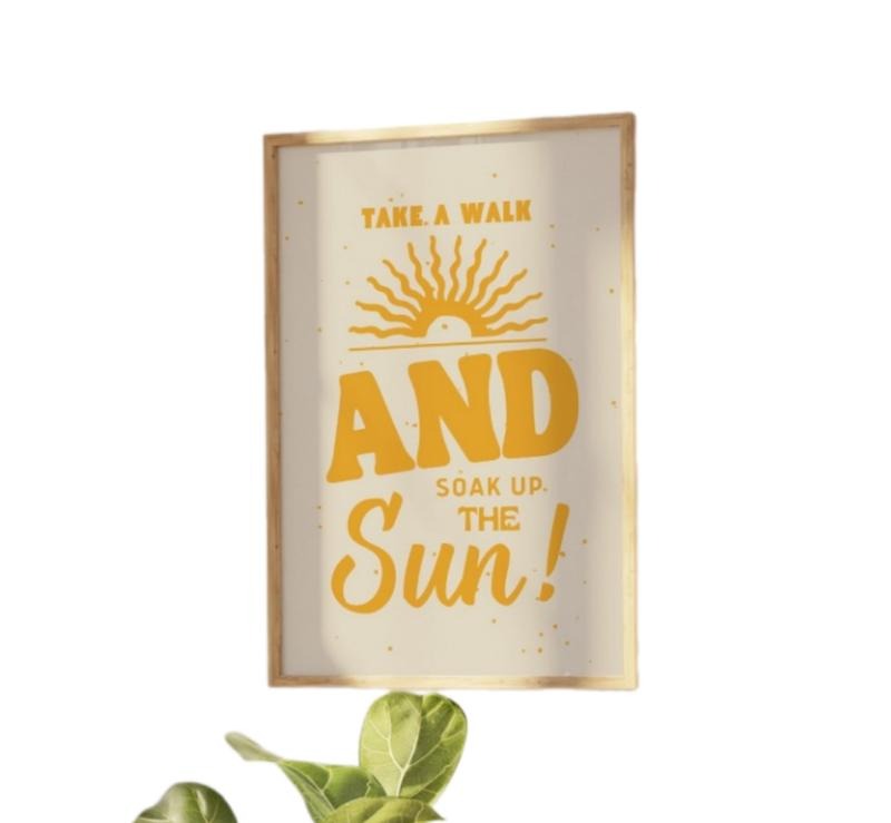 Yellow Retro Art Print, Vintage Motivational Art, Vintage Wall Art ,Retro Sun Print, Gifts For Besties Sister Art Prints,...