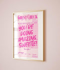 You Are Doing Amazing Sweetie Guest Check Wall Art, Motivational Poster Pink Decor, Guest Check Print, Room Decor...