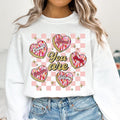 You Are Loved Valentines Heart Sweatshirt, Retro Valentine Sweatshirt, Brushstroke Valentine Sweatshirt, Retro Checkered...