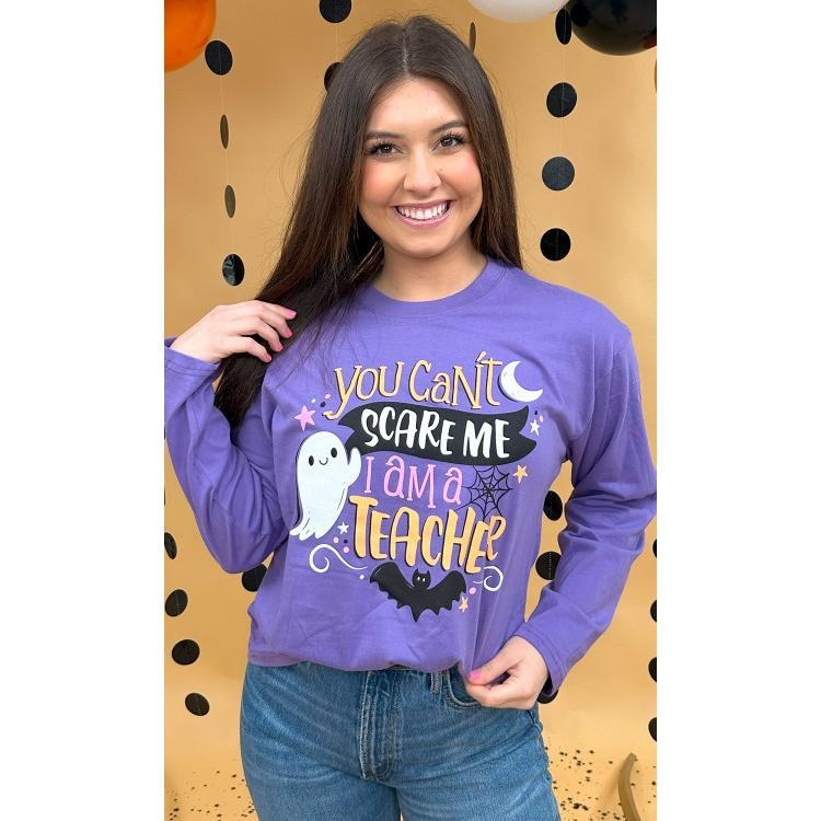 You Can't Scare Me Teacher Boyfriend Long Sleeve Graphic T-Shirt Hoodie, Sweatshirt | GrindPrints.com