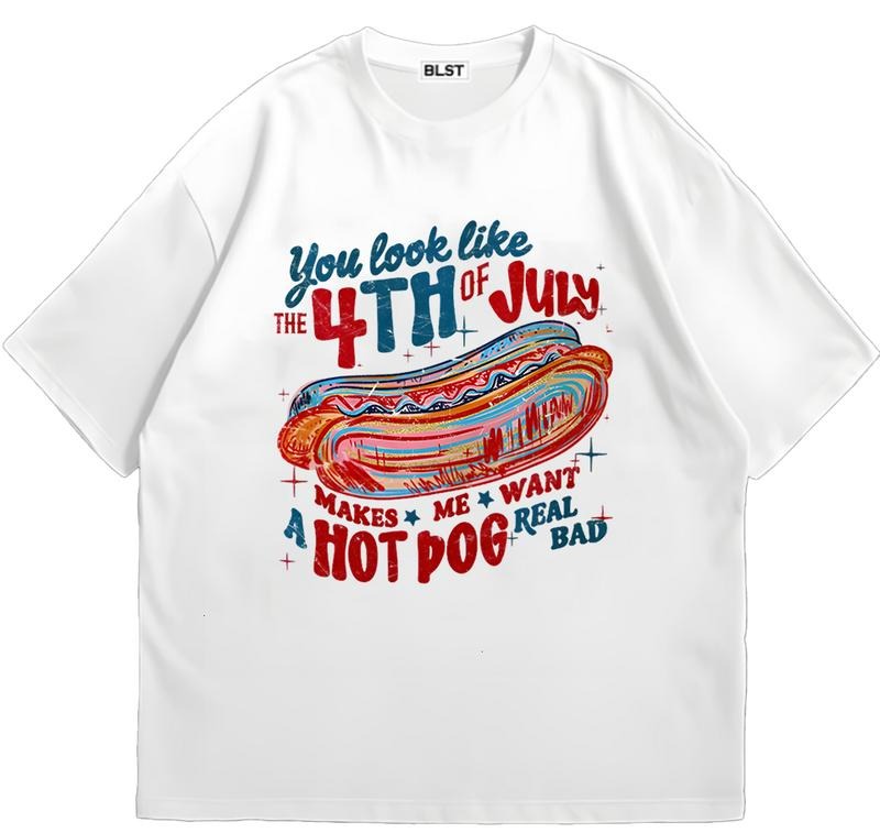 You Look Like the 4th of July America Hot dog T-Shirt Unique T-Shirt Gift for Her Hoodie, Sweatshirt | GrindPrints.com