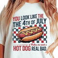 You Look Like the 4th of July Shirt, Retro America Hot dog Tee,  USA Fourth of July Independence Day T-Shirt Hoodie Full...
