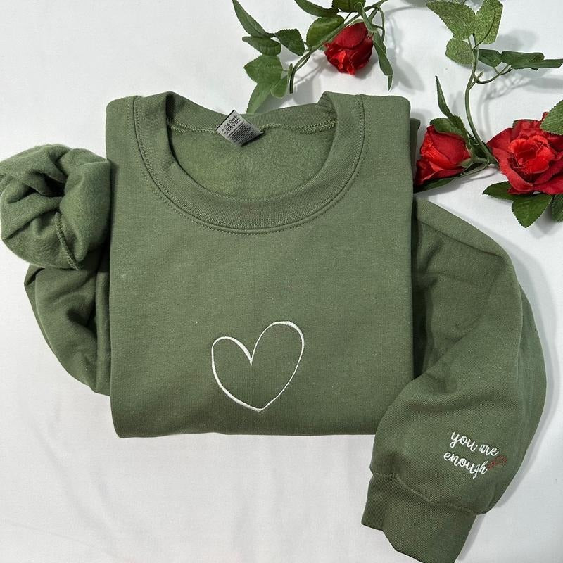 You are enough embroidered sweatshirt; inspirational women giftcustom embroidered crewneck T-Shirts, Hoodie | GrindPrints.com