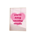 You're Doing Amazing Sweetie Pink Heart Print, Trendy Wall Art, Preppy Aesthetic Girly Room Decor, Pink Wall Art Retro,...