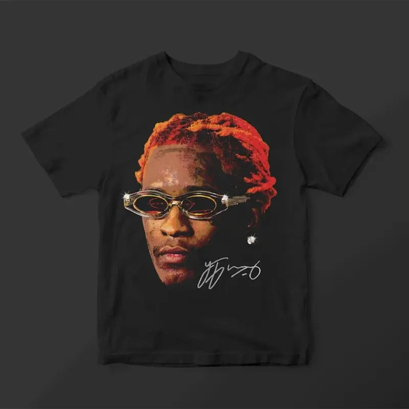 Young Thug Face T-Shirt ORANGE - Thugger Inspired Premium Graphic Tee Hoodie, Sweatshirt | GrindPrints.com