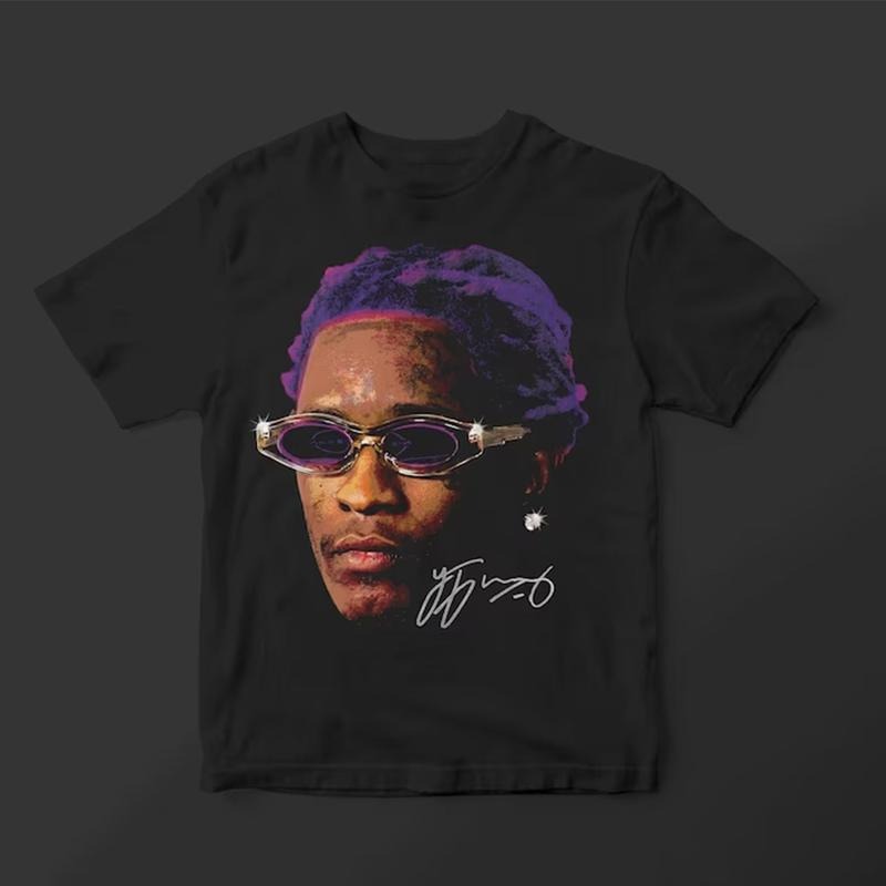 Young Thug Face T-Shirt Purple - Young Thug Inspired Vintage Premium Graphic Tee Hoodie, Sweatshirt | GrindPrints.com