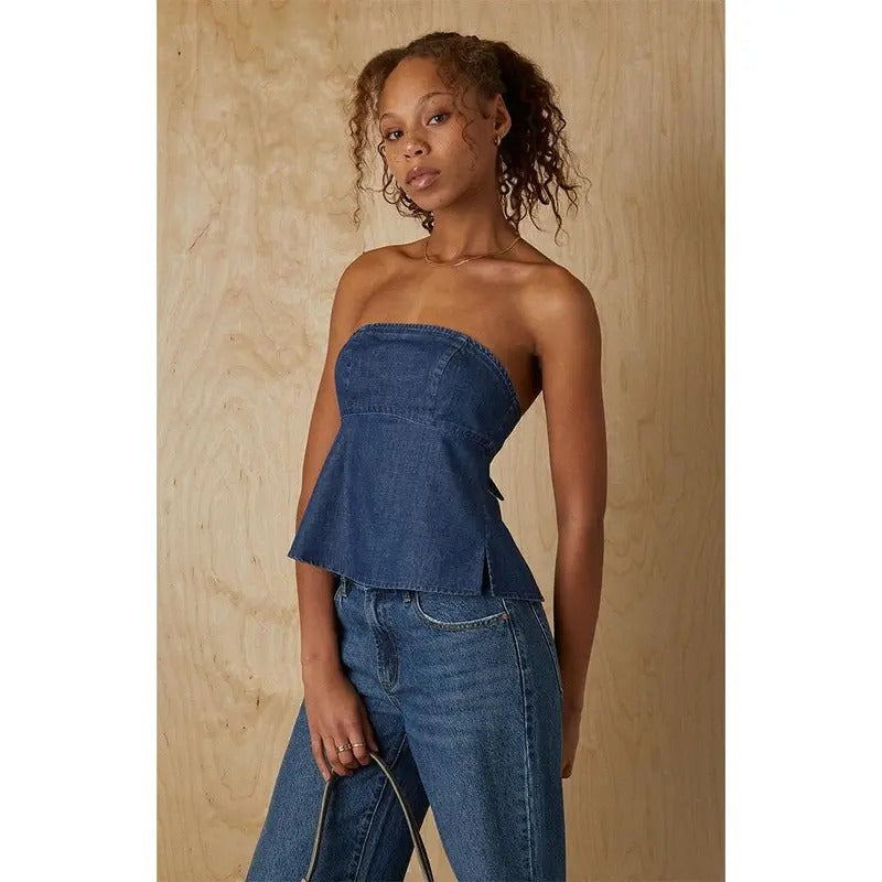 Your Favorite Women's Strapless Denim Tie Back Tube Top T-Shirts, Hoodie, Sweatshirt | GrindPrints.com