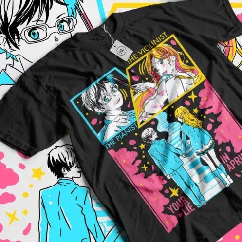 Your Lie In April T-shirt Kaori Kousei Anime kaori miyazono Music Shirt All Size Hoodie, Sweatshirt | GrindPrints.com