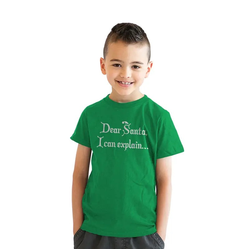Youth Dear Santa T Shirt I Can Explain Shirt Funny Christmas Tee for Kids Funny T Shirts Christmas Tops for Kids Novelty...
