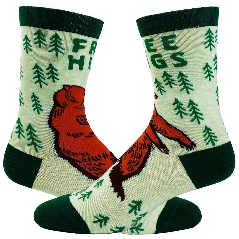 Free Hugs Socks Funny Bear Woods Camping Outdoors Novelty Footwear Funny Socks Comfortable Fitted Spandex Cotton T-Shirts, Hoodie, Sweatshirt