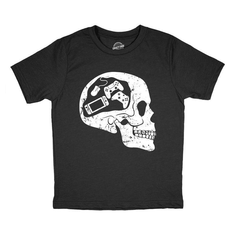 Funny Gamer Skull Sarcastic Video Games Funny Sarcastic Tops Kid Funny Gamer Short Black T-Shirts, Hoodie, Sweatshirt
