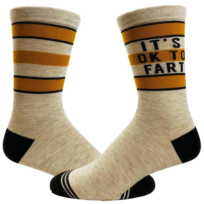 Youth It's Ok To Fart Socks Funny Bathroom Humor Pass Gas Toot Novelty Footwear Funny Graphic Socks Comfortable Fitted...