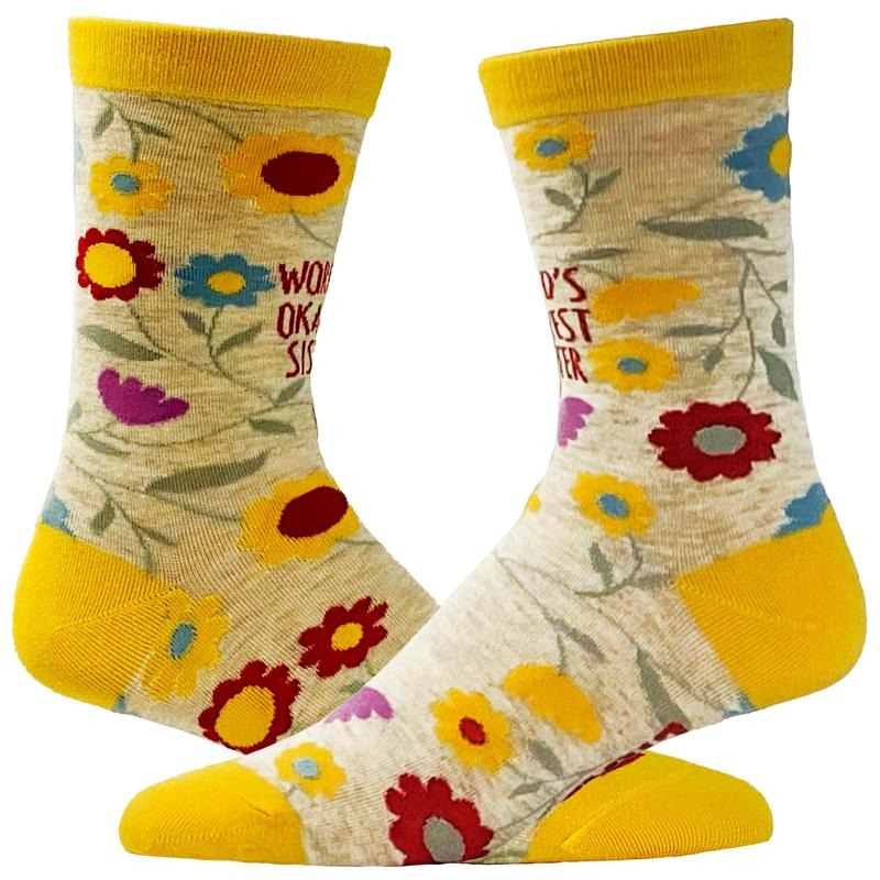 Youth Worlds Okayest Sister Sock Funny Cute Sibiling Love Footwear Funny Graphic Socks Comfortable Fitted Spandex Cotton...