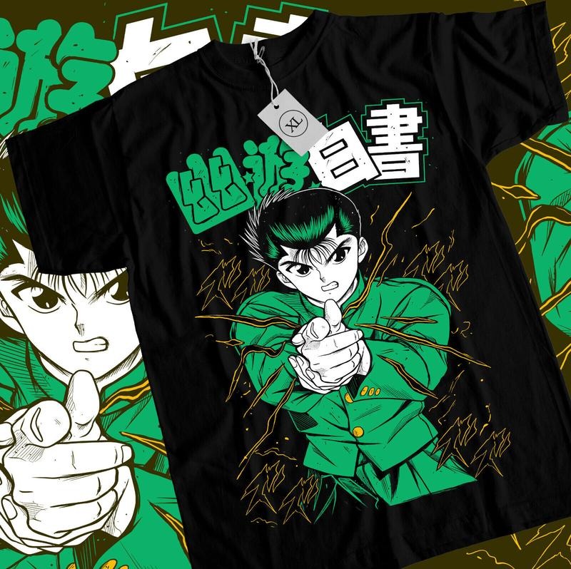 Yu Yu Hakusho T-Shirt S-4XL Kuwabara Kurama Yusuke Hiel Anime Manga Black Shirt Hoodie, Sweatshirt | GrindPrints.com