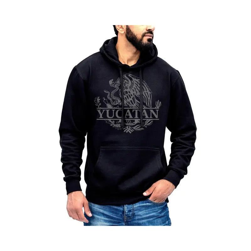 Yucatan Mexico Eagle Emblem Hoodie Sweatshirt Cotton Fabric T-Shirts | GrindPrints.com