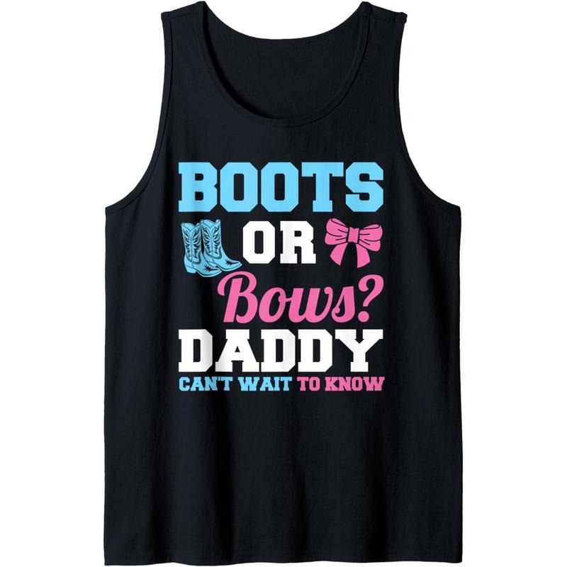 boots or bows? daddy can't wait to know gender reveal party Tank Top T-Shirts, Hoodie, Sweatshirt | GrindPrints.com