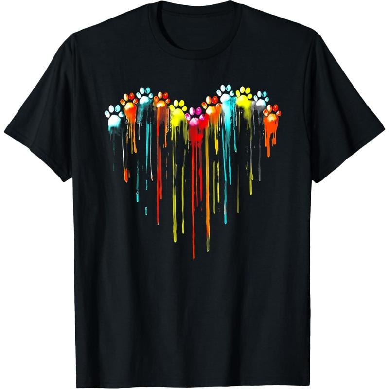 colorful dog paw heart print T-Shirt .made in usa Hoodie, Sweatshirt | GrindPrints.com