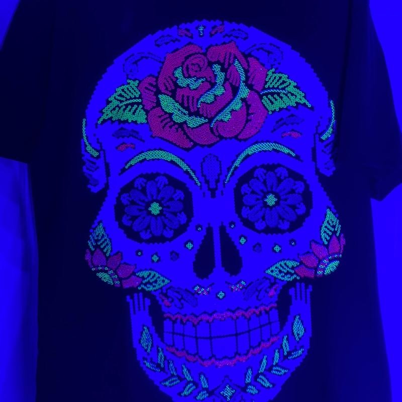 Dia De Muertos Skull Black Cotton T-Shirts, Hoodie, Sweatshirt