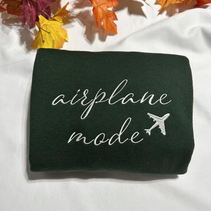 Airplane Mode embroidered sweatshirt; Funny gift for her/him T-Shirts, Hoodie | GrindPrints.com