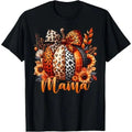 mama Thanksgiving Leopard Pumpkin Sunflower Coquette Bow T-Shirt Made in USA Hoodie, Sweatshirt | GrindPrints.com