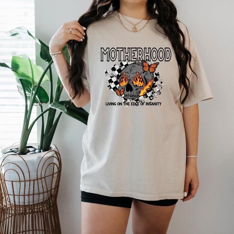 motherhood on the edge of insanity T-shirt DRG Hoodie, Sweatshirt | GrindPrints.com