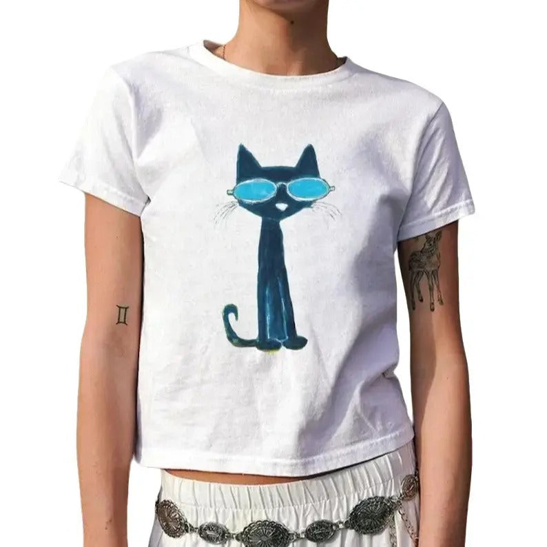 pete the cat graphic baby tee, Y2K Baby Tee, Coquette Cotton Top Fashion Fit Hoodie, Sweatshirt | GrindPrints.com