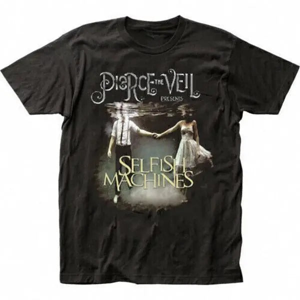 pierce the veil selfish machines black short sleeve cotton t-shirt unisex black Hoodie, Sweatshirt | GrindPrints.com