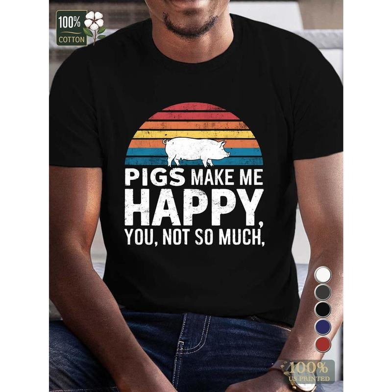 pigs Happy pure cotton men's Tshirt comfort fit made in usa Hoodie, Sweatshirt | GrindPrints.com