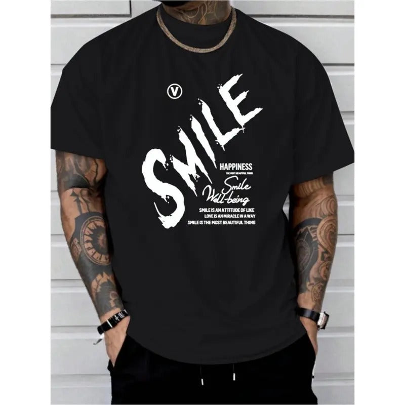 smile print tee shirt, Tees for Men, Casual Short Sleeve T-shirt for summer Made in USA Hoodie, Sweatshirt | GrindPrints.com