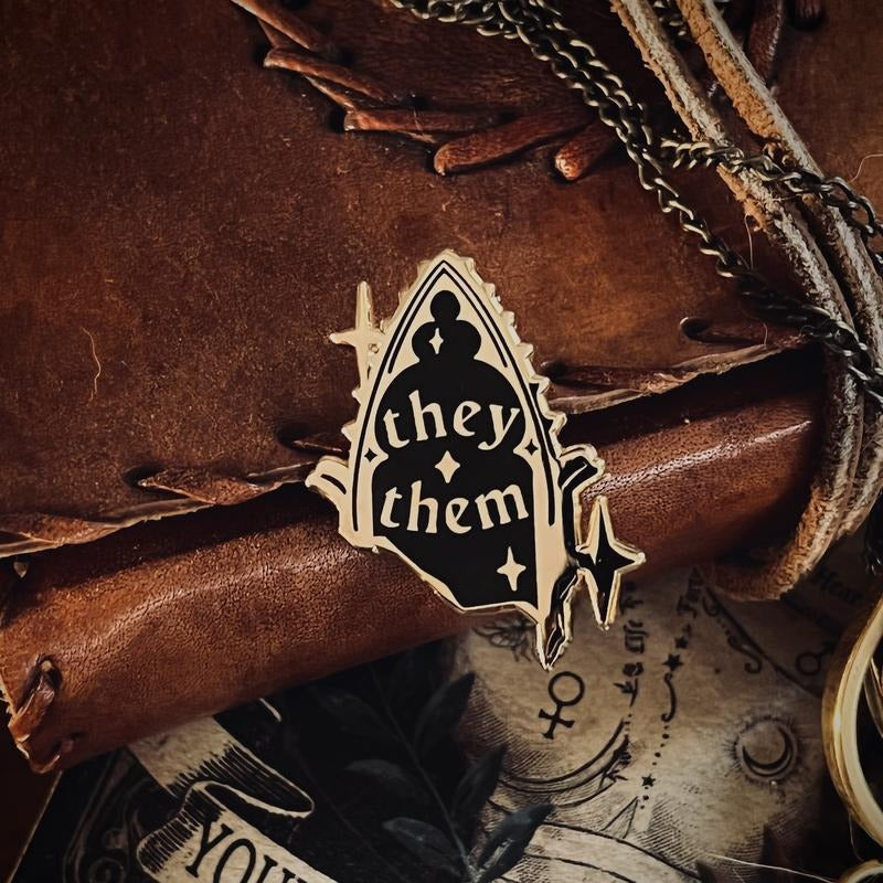 They/them Gothic Arch Pronoun Pin T-Shirts, Hoodie, Sweatshirt | GrindPrints.com