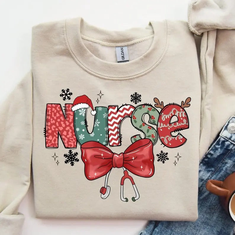 Christmas Nurse sweatshirt/hoodie/tshirt, Christmas Nursing Sweater, Nurse Life Christmas Shirt, School Nurse Christmas,...