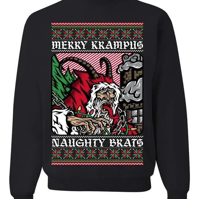 Merry Krampus Naughty Brats sweatshirt/hoodie/tshirt, Funny Ugly Christmas Sweater Crewneck Sweatshirt | GrindPrints.com
