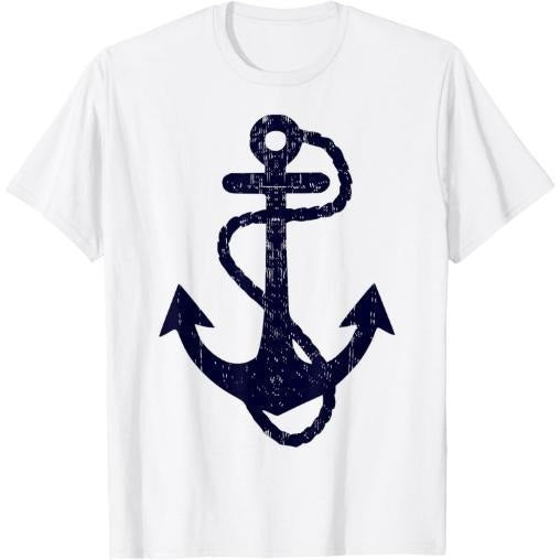 vintage distressed sailing boat nautical grungy navy anchor T-Shirt Made in USA Hoodie, Sweatshirt | GrindPrints.com